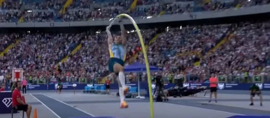 Armand Duplantis pole vaulting at the Olympics