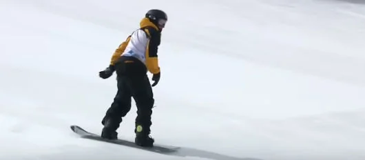 Snowboarding action during a winter sports event